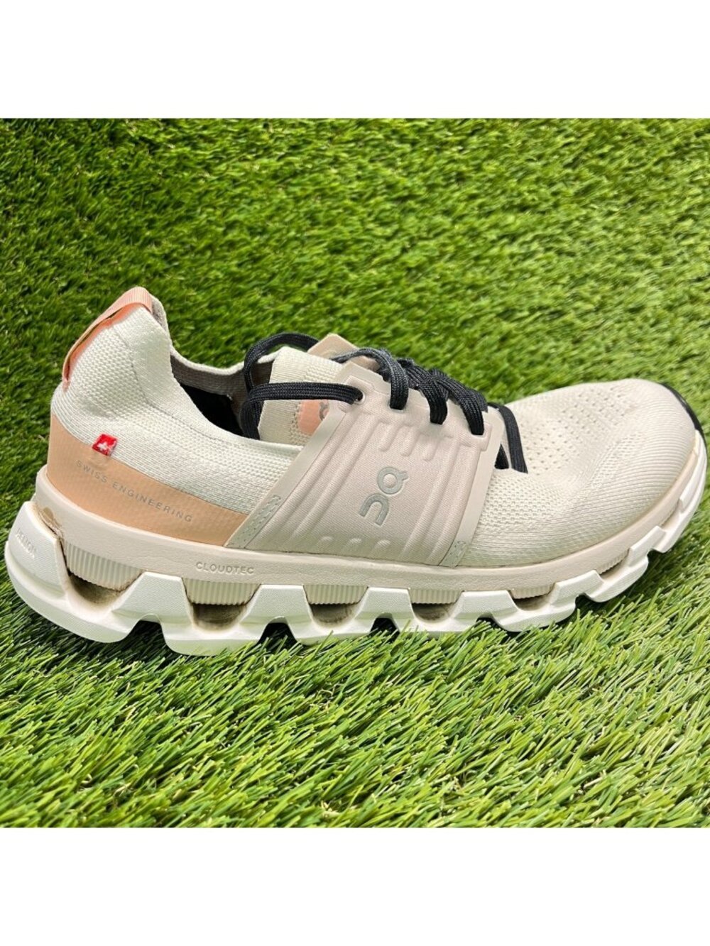 On Cloudswift 3 Womens Size 9 Ivory Brown Black Athletic Running Shoes Sneakers
